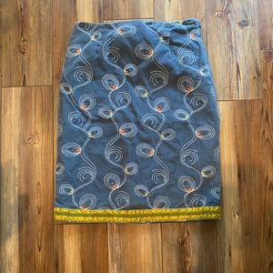 Vintage Corduroy and Embroidered Skirt